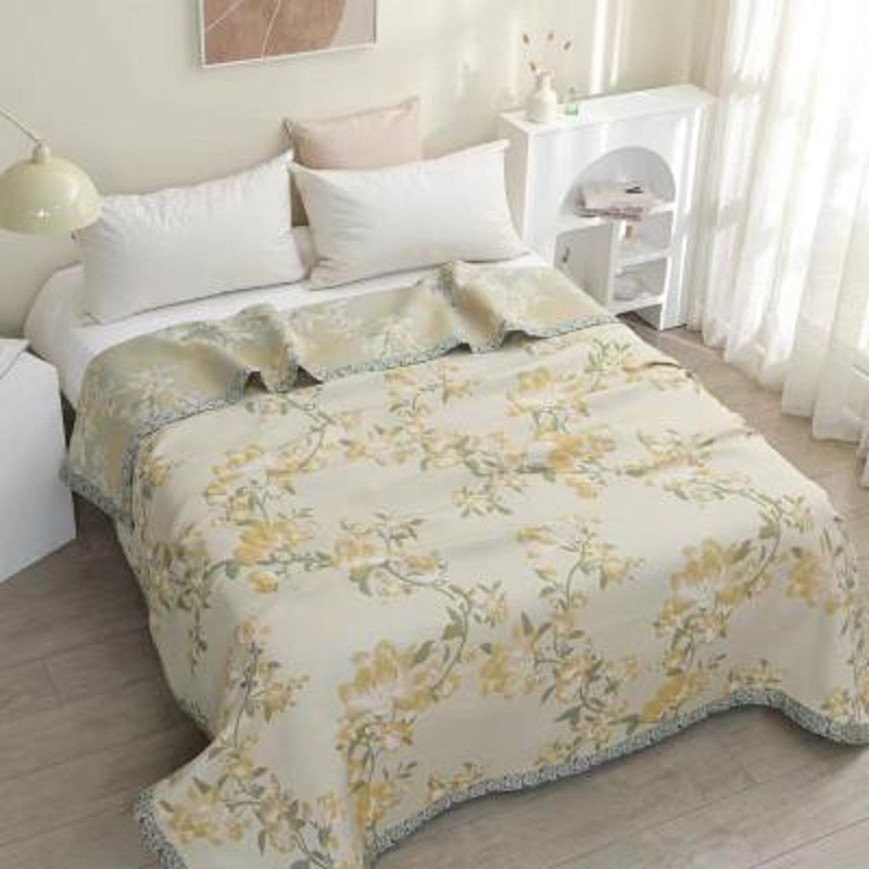 【R床盖-加大一株芳华】230*250cm多层纱布柔软通用床盖