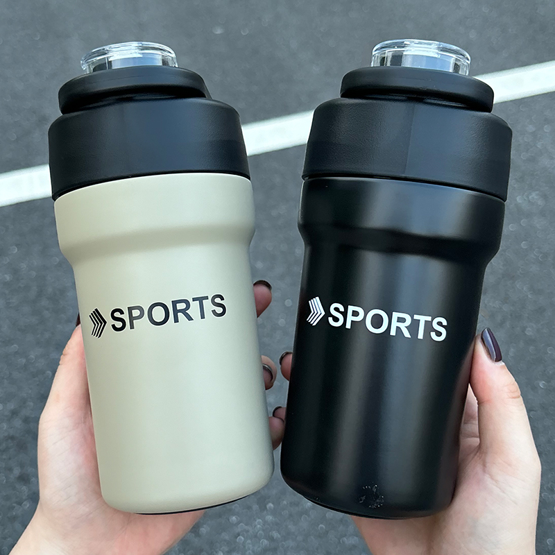 设计感随手杯车载杯运动水杯便捷高颜值时尚双饮吸管杯咖啡保温杯