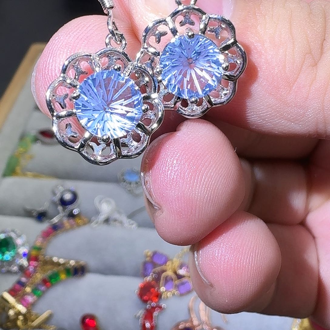 托帕石戒指银S925镶嵌