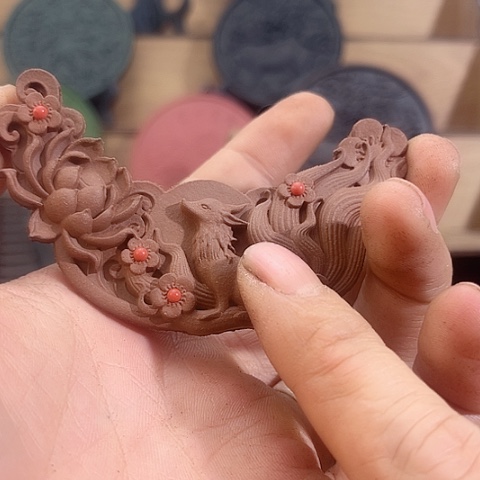 泥塑降真香方九尾狐平安锁福利价