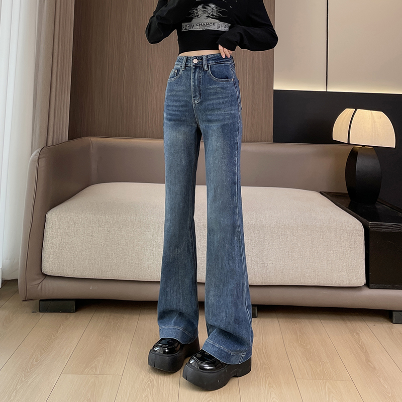 高个子微喇叭爆款显瘦牛仔裤裤子女弹力新款加大码高腰马蹄喇叭裤