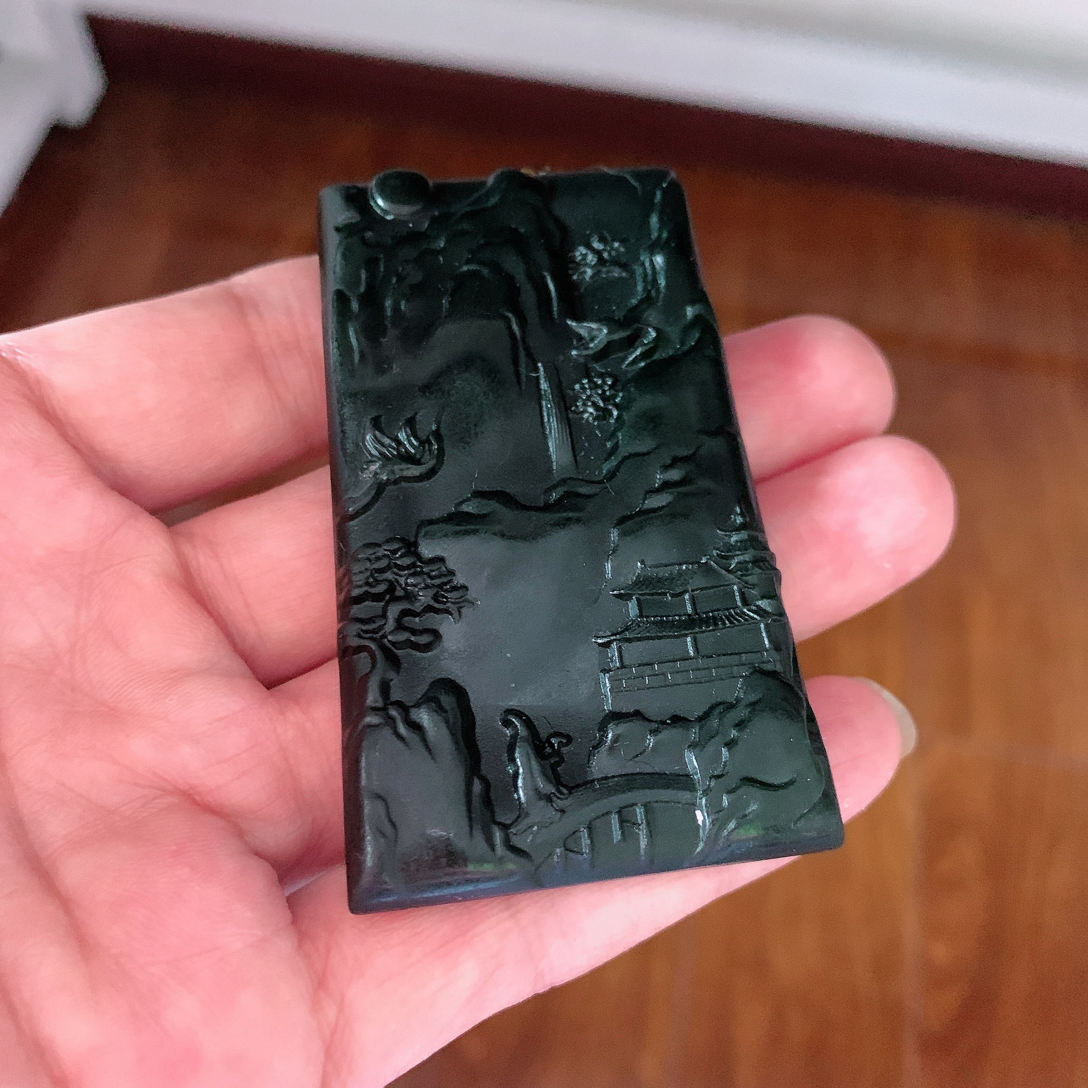 天然缅料A货 十级黑挂件1016