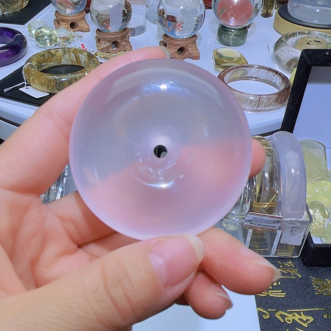 水晶颈饰未镶嵌喜*天然粉水晶高货面包扣