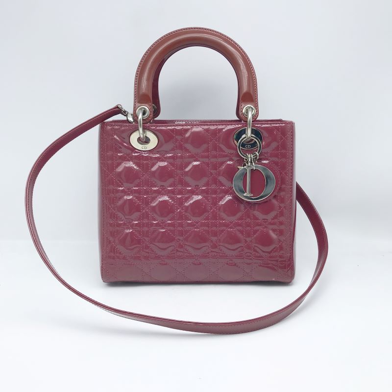 95新 DIOR/迪奥 洋诚二手 迪奥酒红色五格戴妃