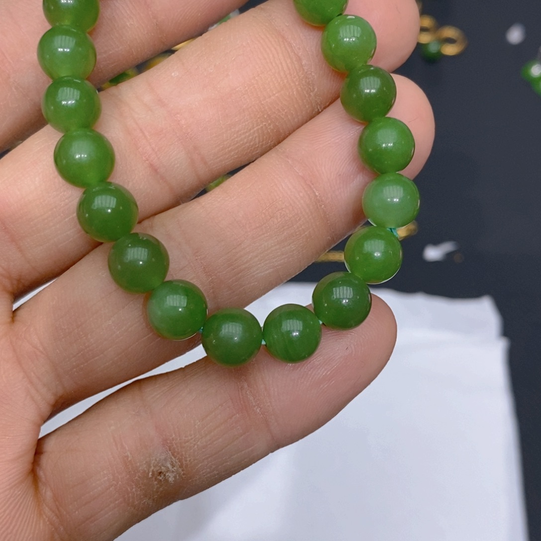 和田玉（碧玉）手链未镶嵌桦****烫