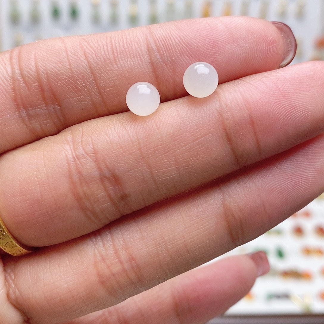 和田玉银S925镶嵌耳饰