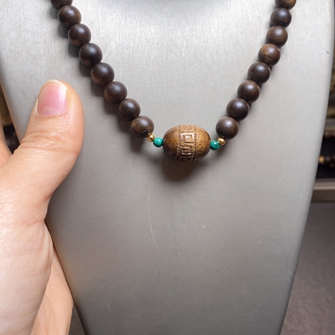 沉香手串越南芽庄紫棋0.8设计➕富森红土沉香木雕设计