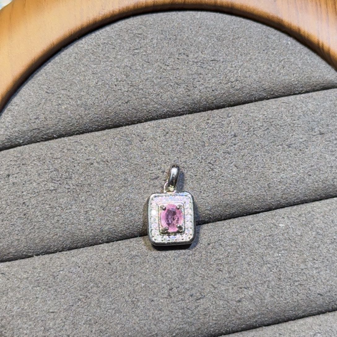 彩色蓝宝石颈饰银S925镶嵌