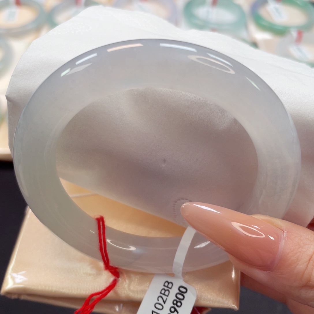 未镶嵌手镯翡翠55.6圆条 纯洁白净白开水43号