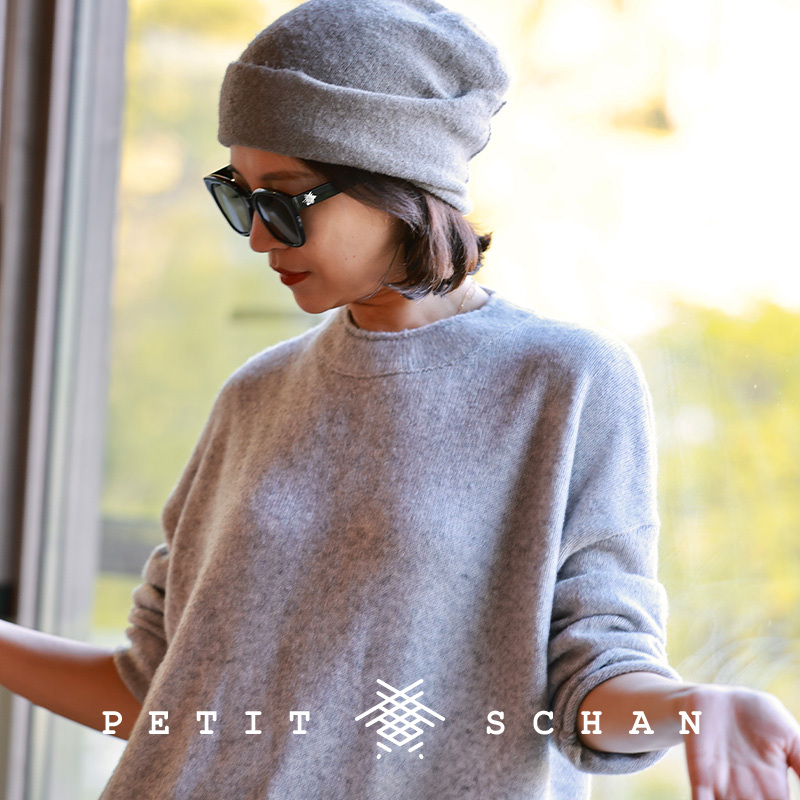 Petit Schan小闪 冥想 绵羊毛羊绒卷边套头毛衣