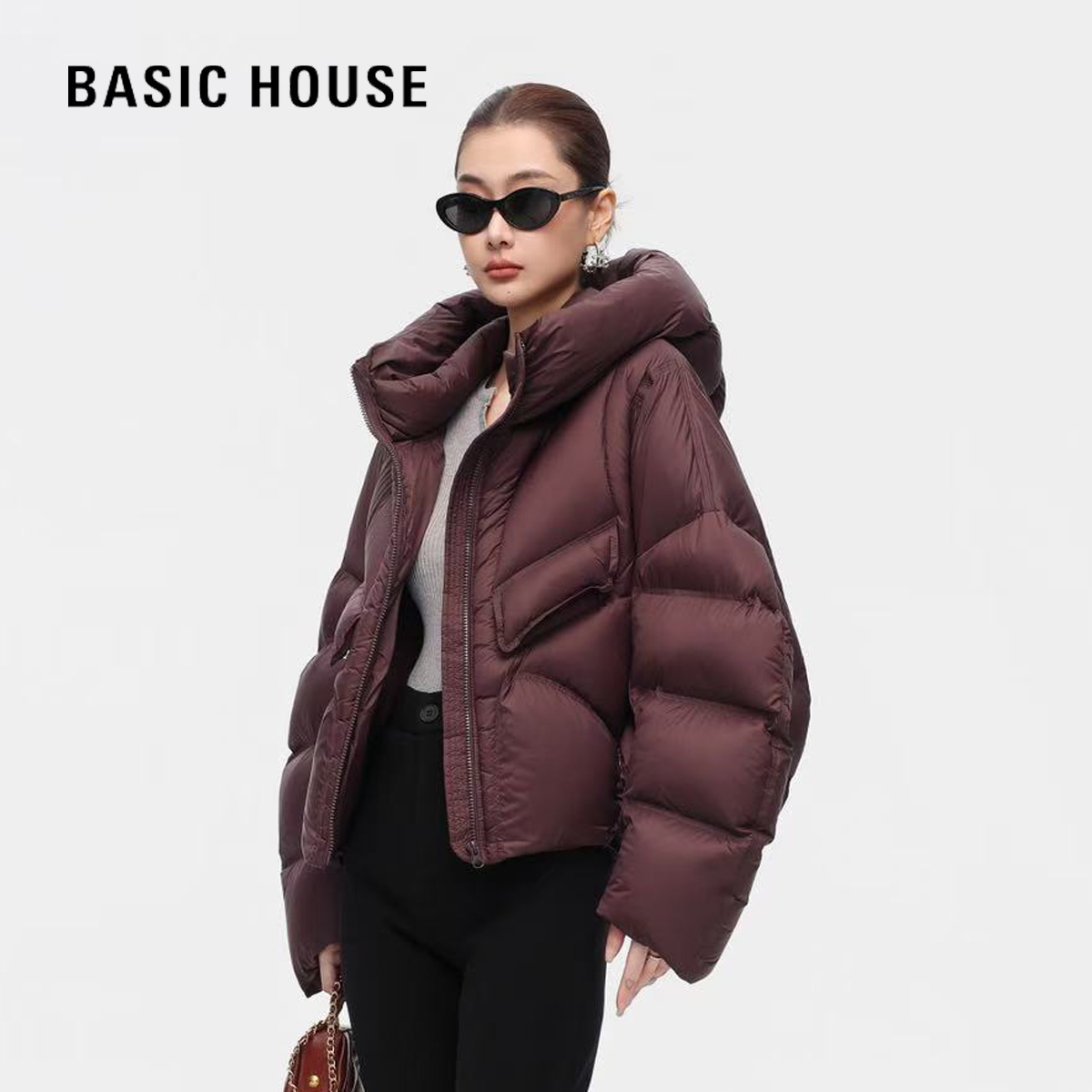 【新国标90绒】百家好松弛感泡芙连帽羽绒服女冬季时尚百搭保暖外套