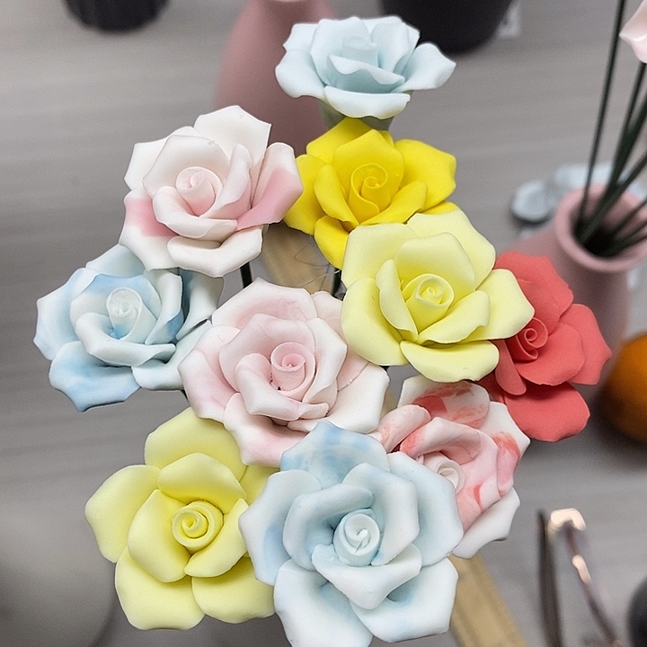 陶瓷陶瓷材料10朵素烧