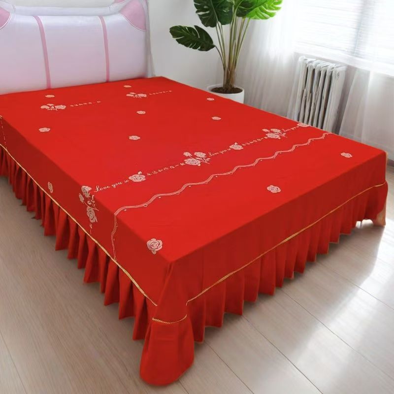 （相约玫瑰）加厚磨毛暖绒棉单独床裙