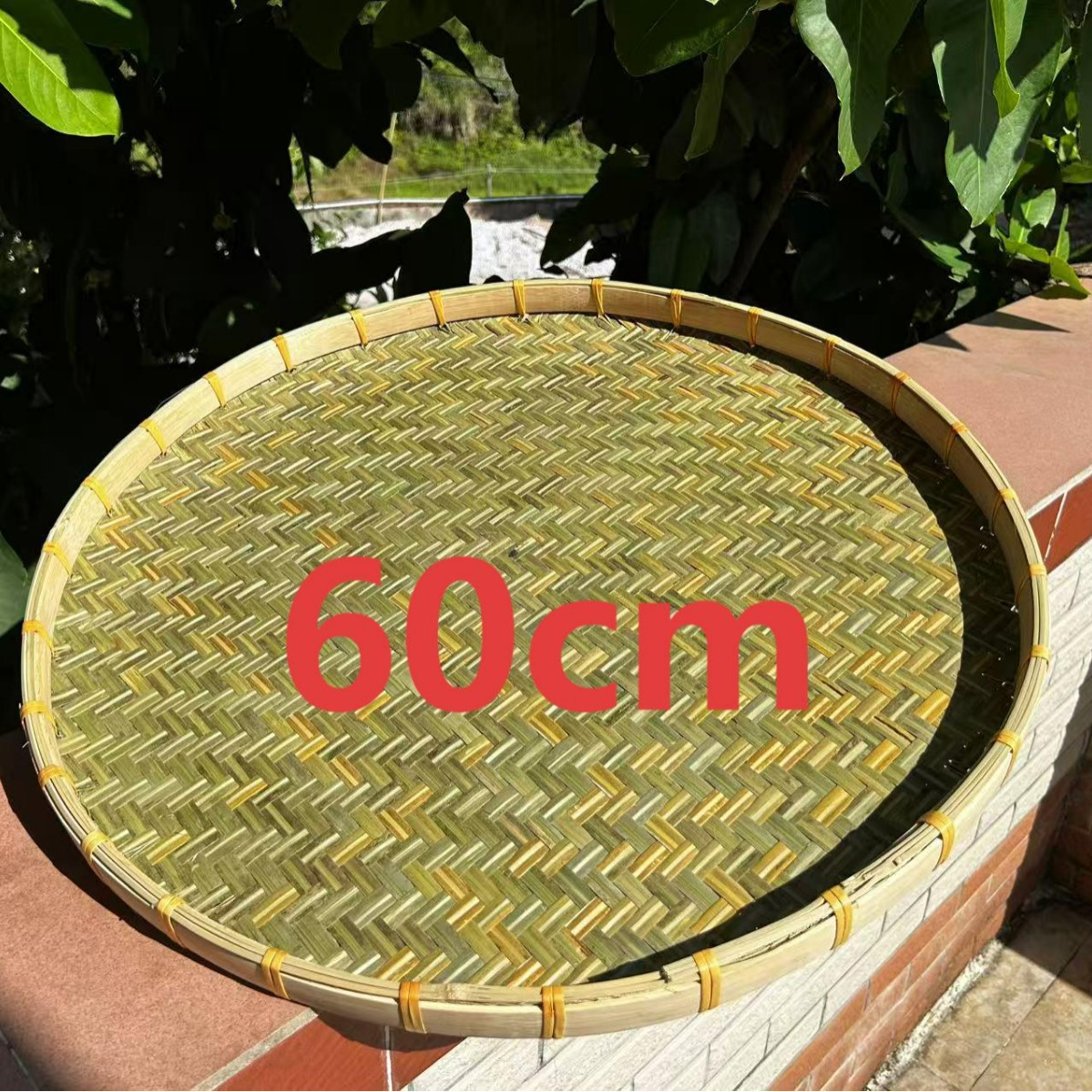 竹编圆簸箕无孔竹筛子家用晾晒网竹制品竹匾绘画装饰舞蹈道具