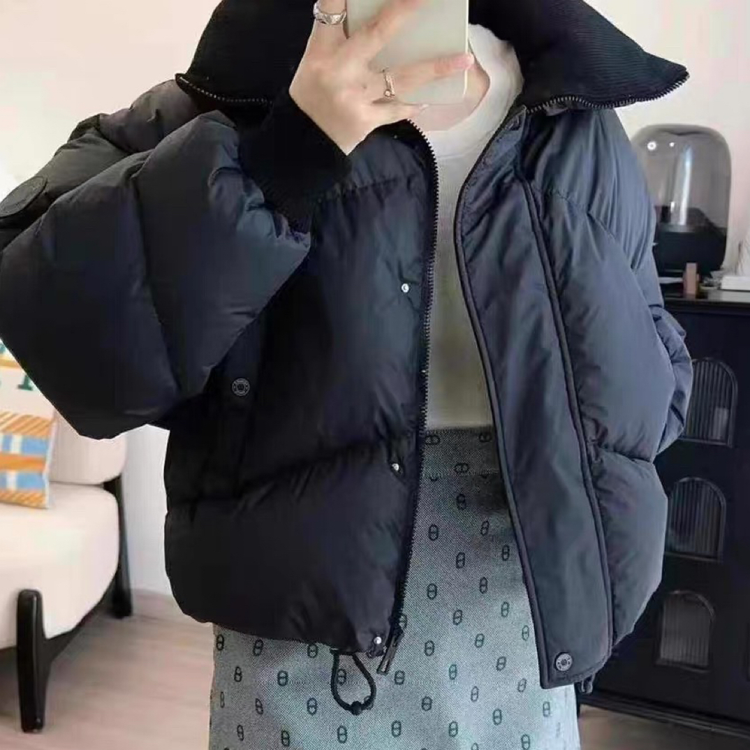 99新 Hermes/爱马仕 D500523/黑色短款羽绒服/34码