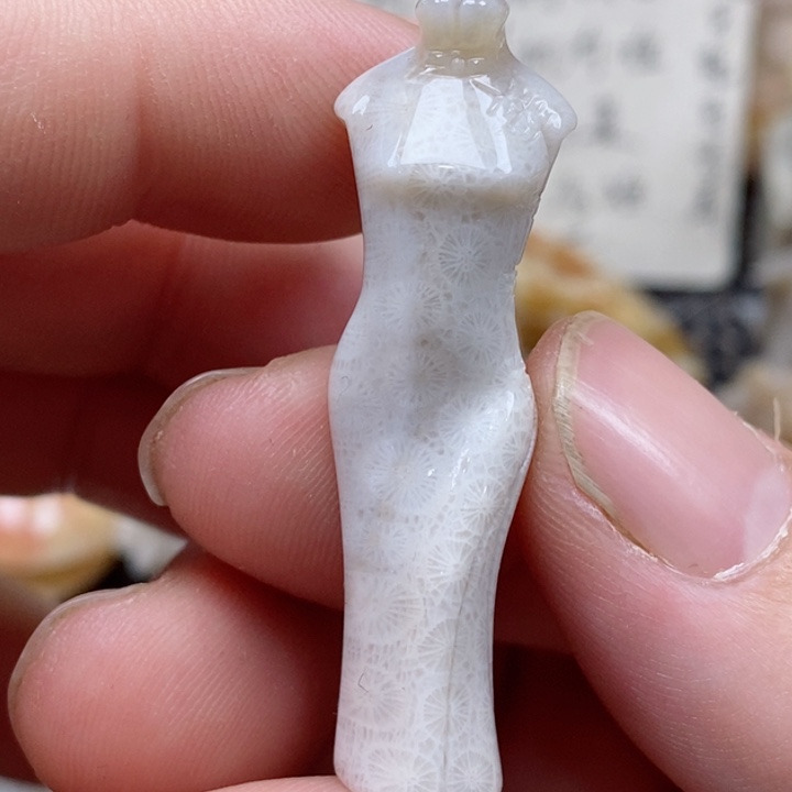 颈饰未镶嵌硅化珊瑚（珊瑚玉）