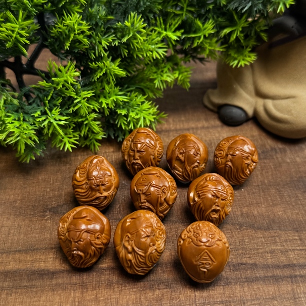 关公将军令 橄榄核雕刻文玩手串