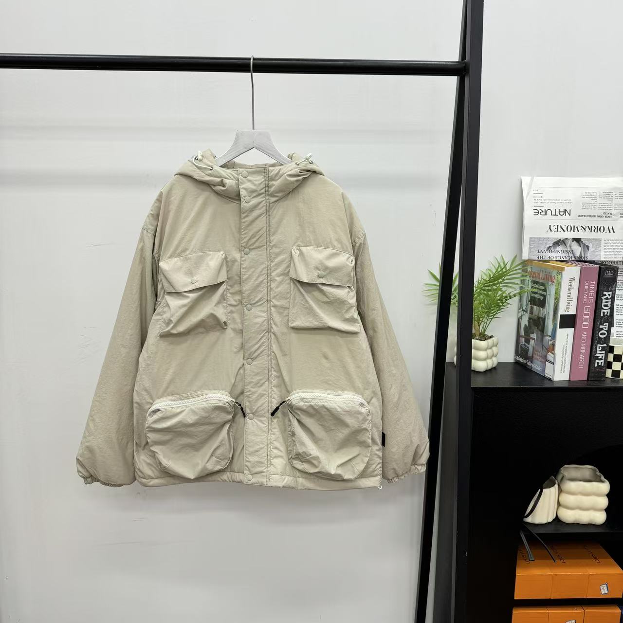 N小也人3M连帽保暖不可拆卸工装多口袋潮流百搭棉服25121441