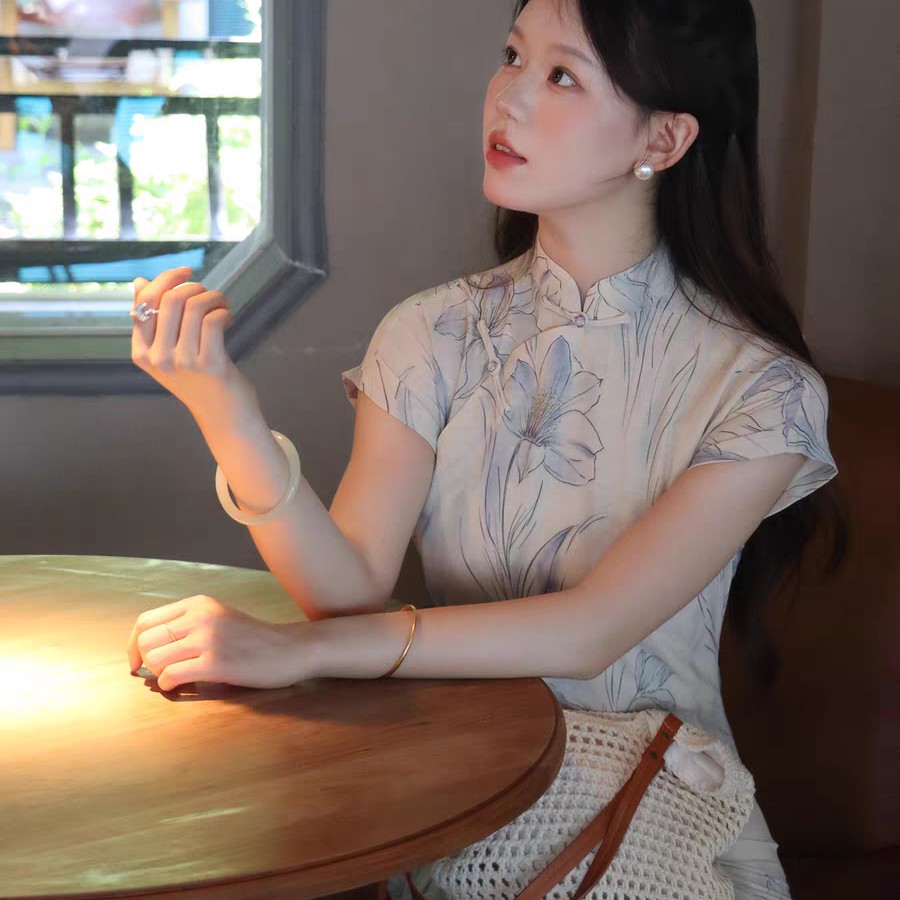 幽兰125左右新中式民国旗袍2025新款夏季小个子古法全开襟宽松女