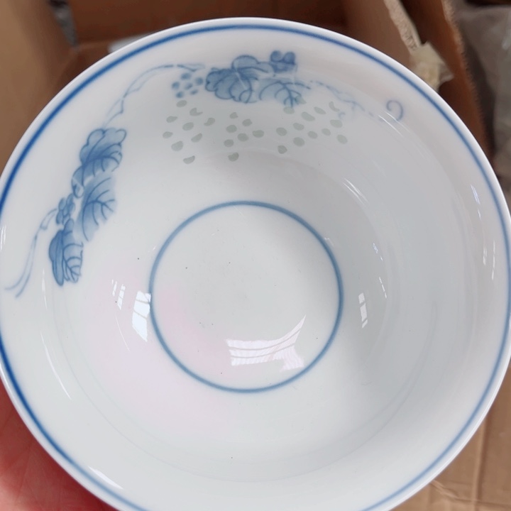 青花玲珑5寸饭碗葡萄