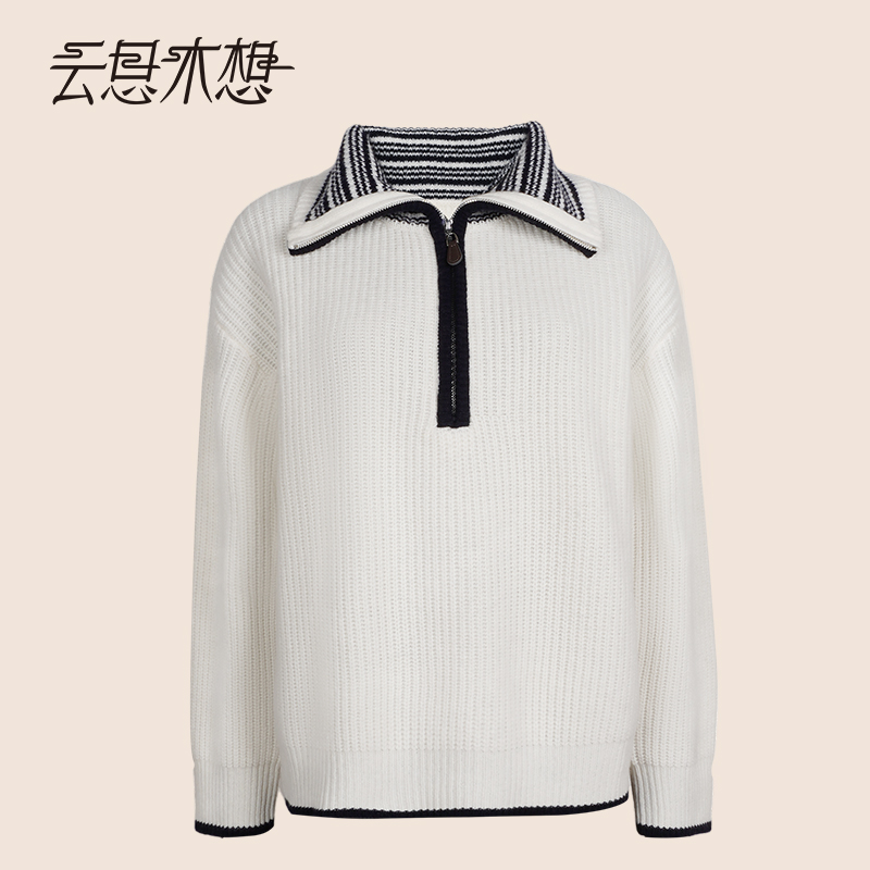 Ysimo-X云思木想 月照云溪 新款半拉链高领 100%羊毛针织衫14435