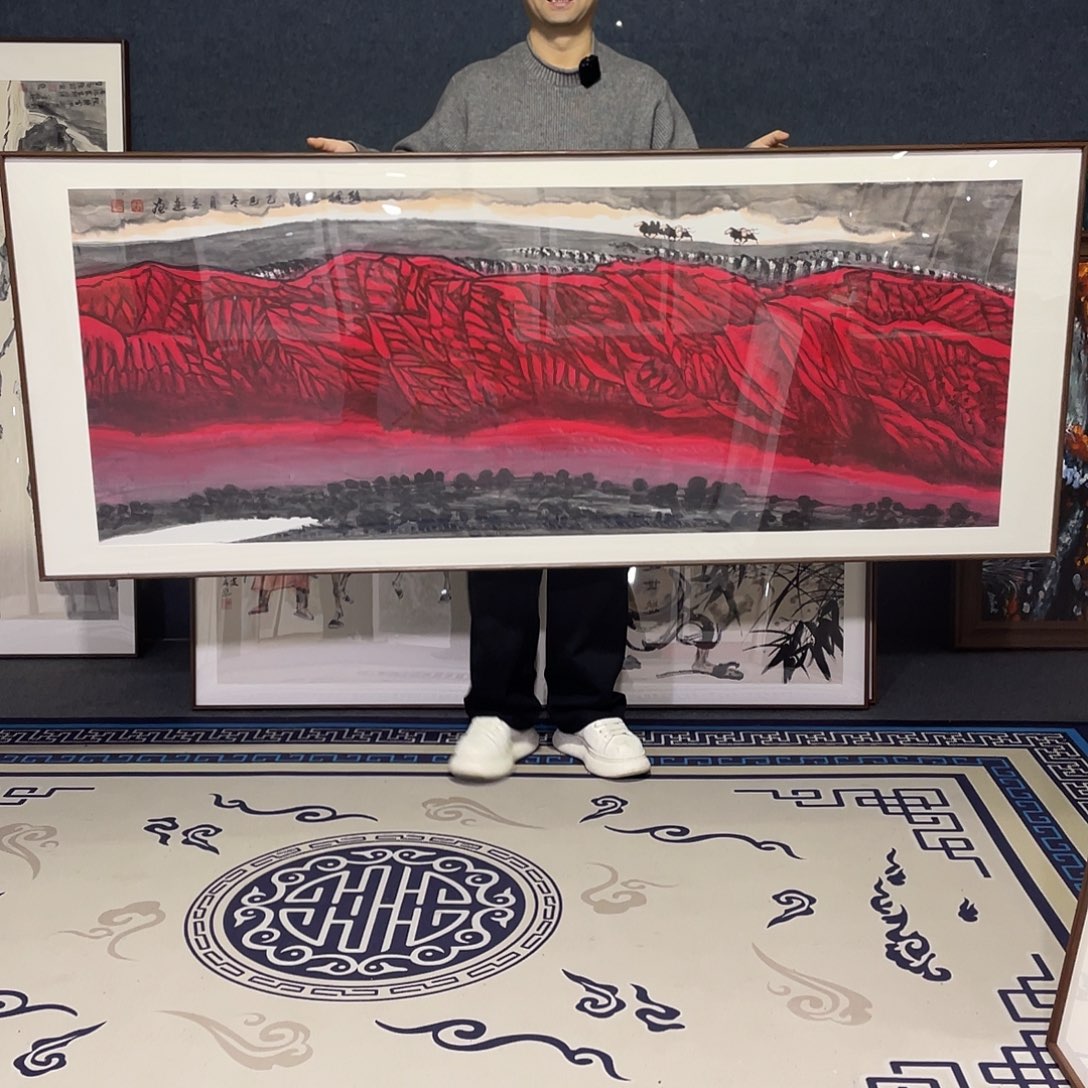 国画手绘画作品带框