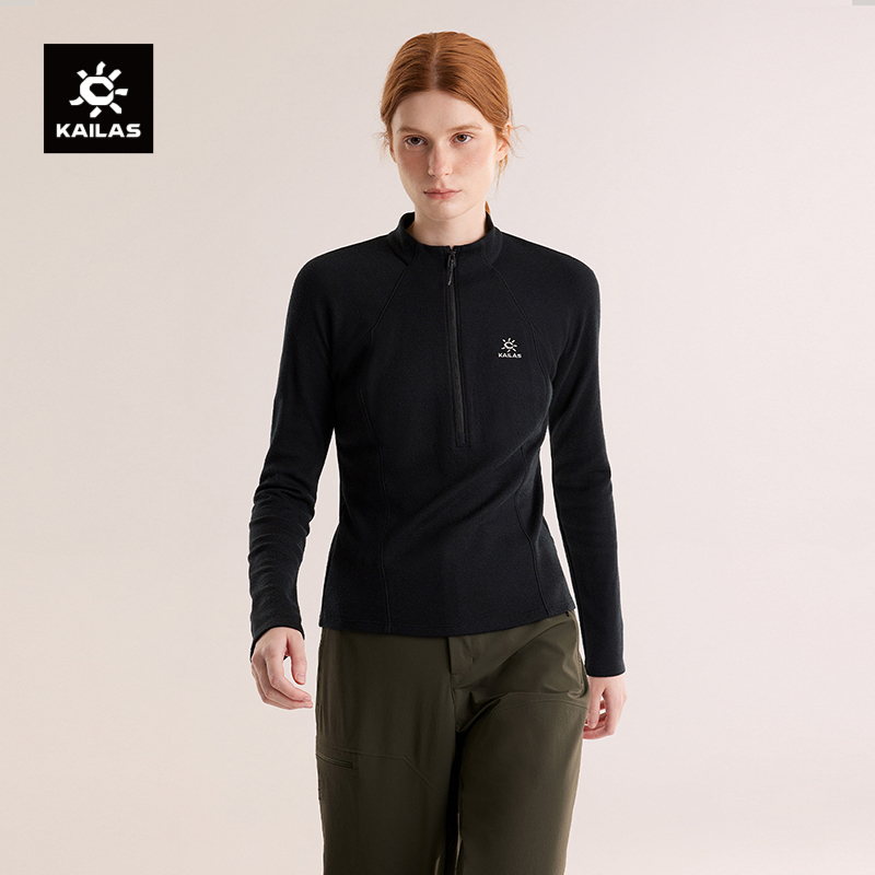 Kailas/凯乐石XM3 女款半开胸立领舒适美丽诺羊毛T恤  KG2537213