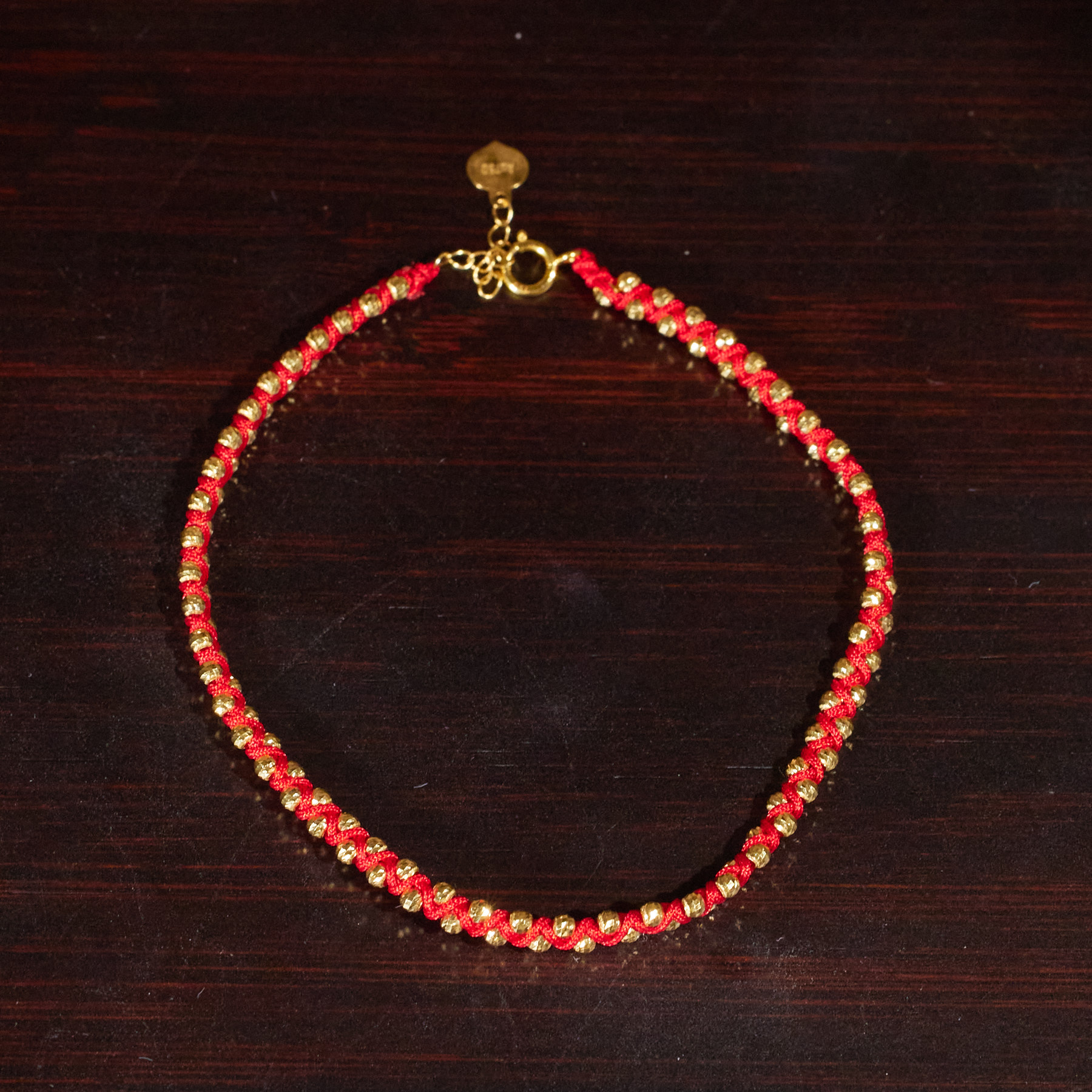 【歪歪】（素金）红绳手链*18K金镶嵌N58532