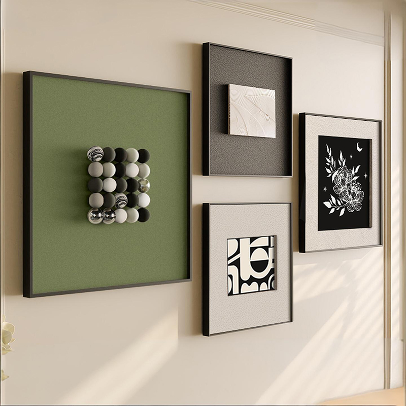 立体砂岩客厅装饰画2025新款复古风沙发背景墙挂画高级感组合壁画