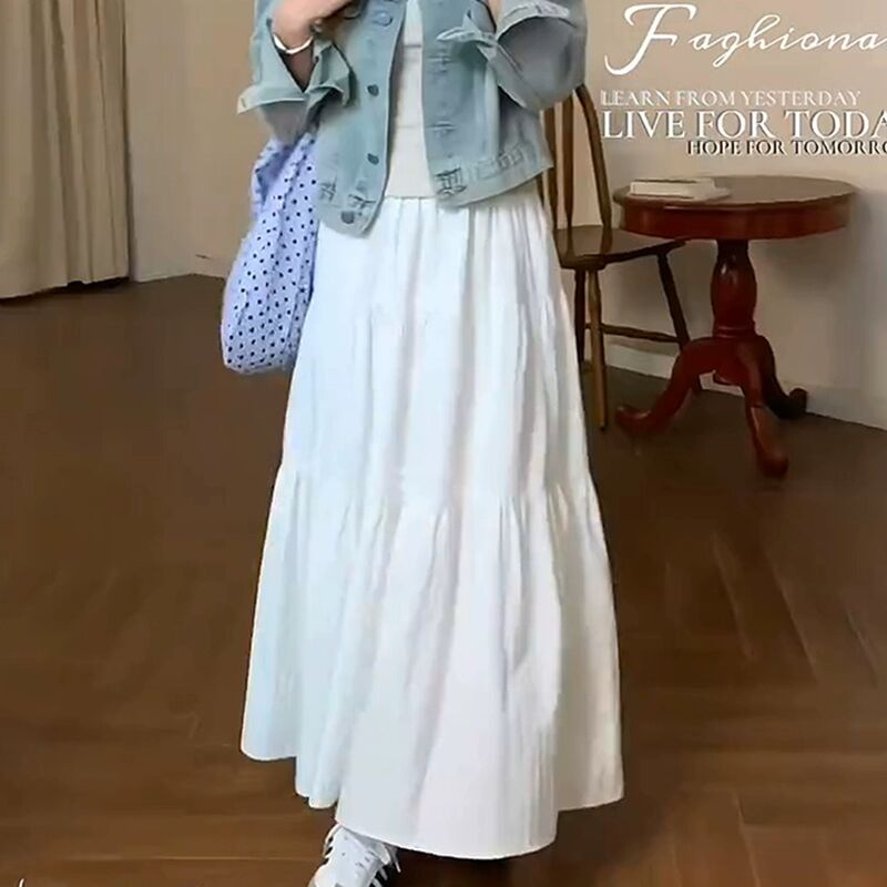 高腰显瘦拼接半身裙2025秋季大码胖mm甜美蛋糕裙中长款裙子