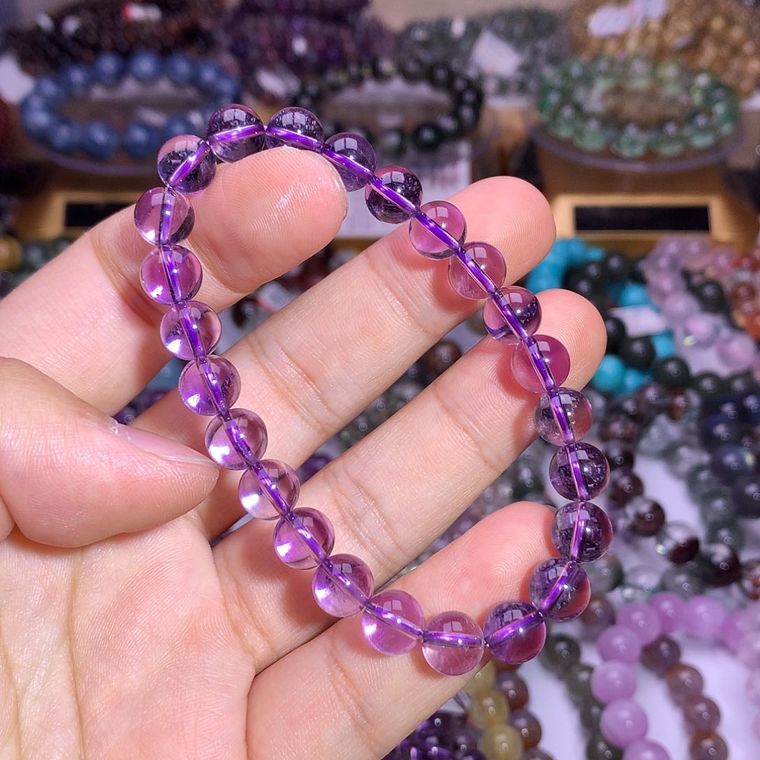 水晶手串未镶嵌8mm紫水晶