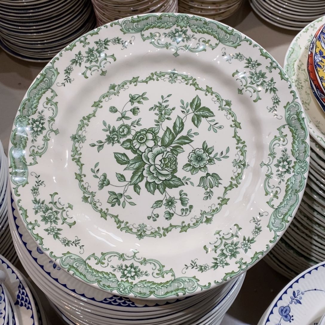 瓷微瑕绿色十寸平盘