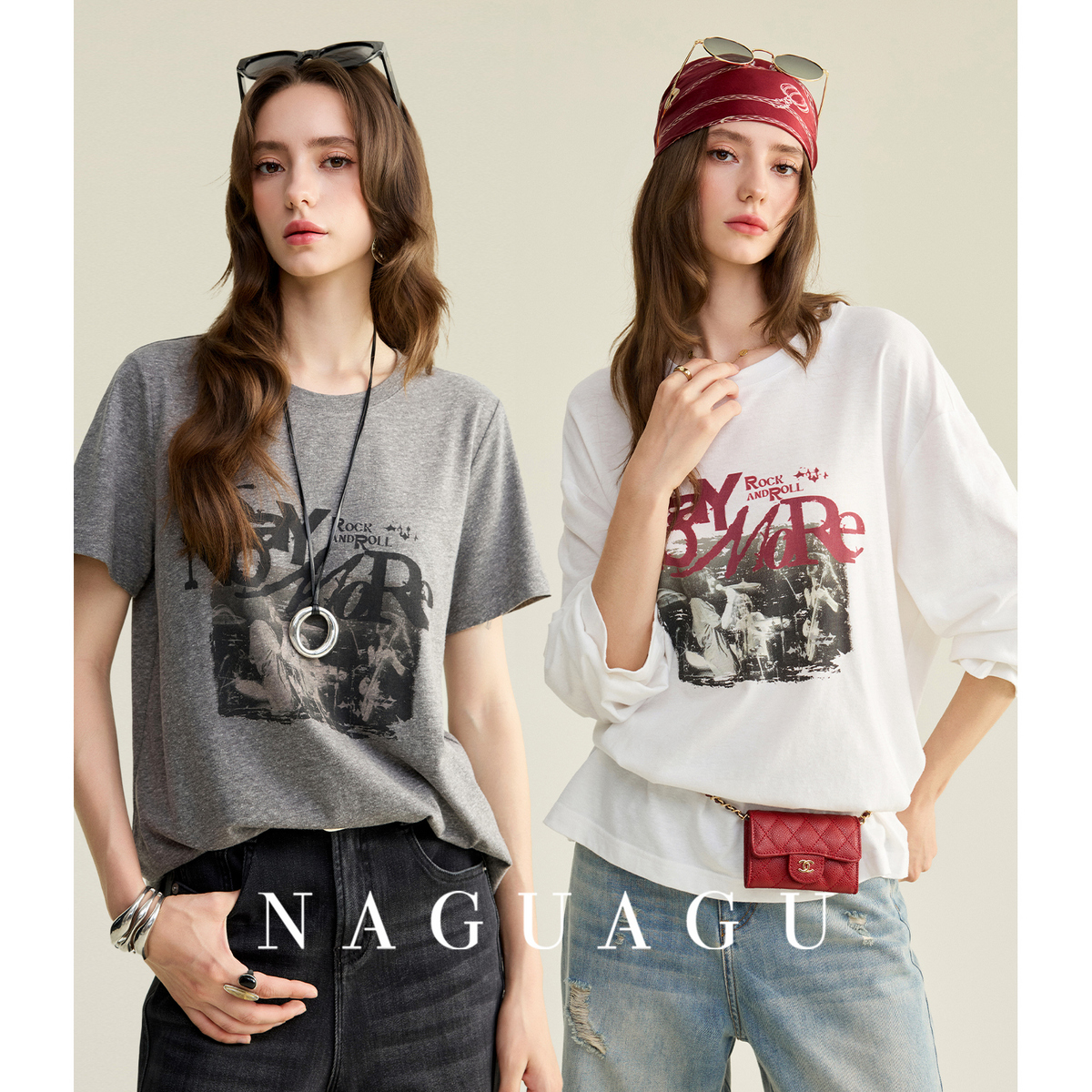 【废墟摇滚T】亲肤长绒棉女装T恤FY1TX1853-A