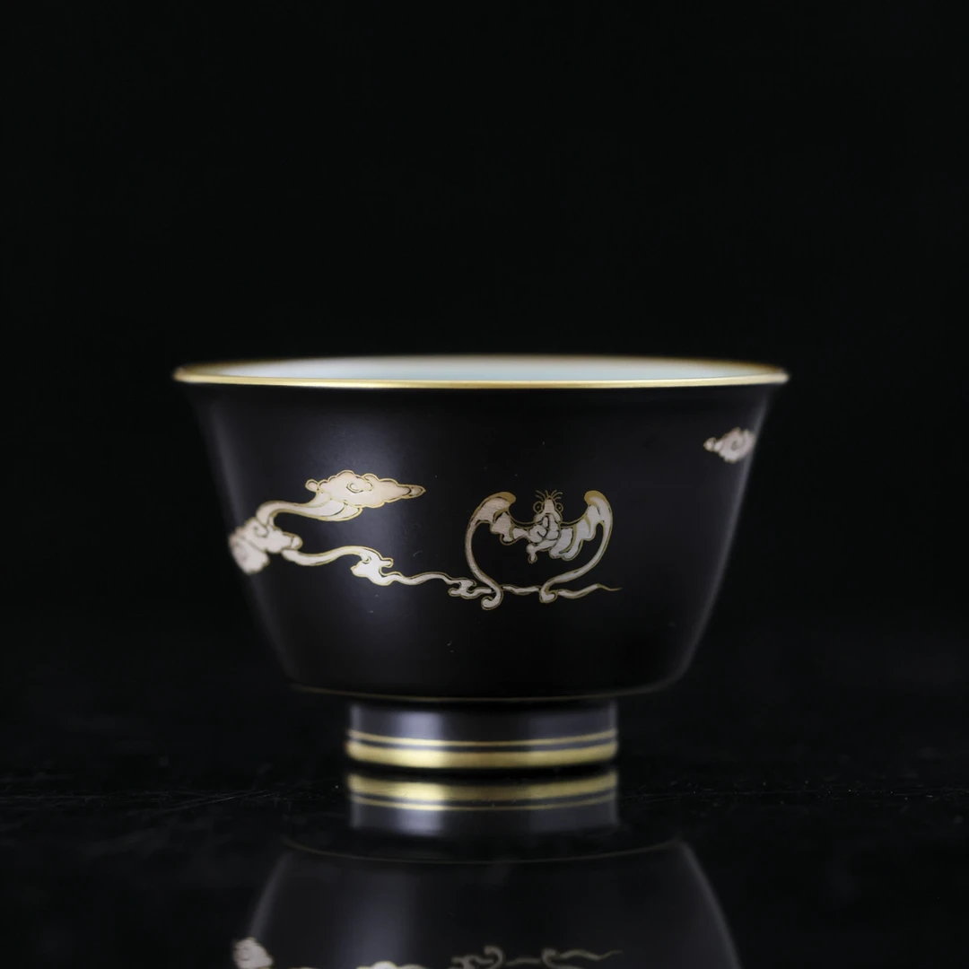 自慢堂松风杯无光黑蝠云