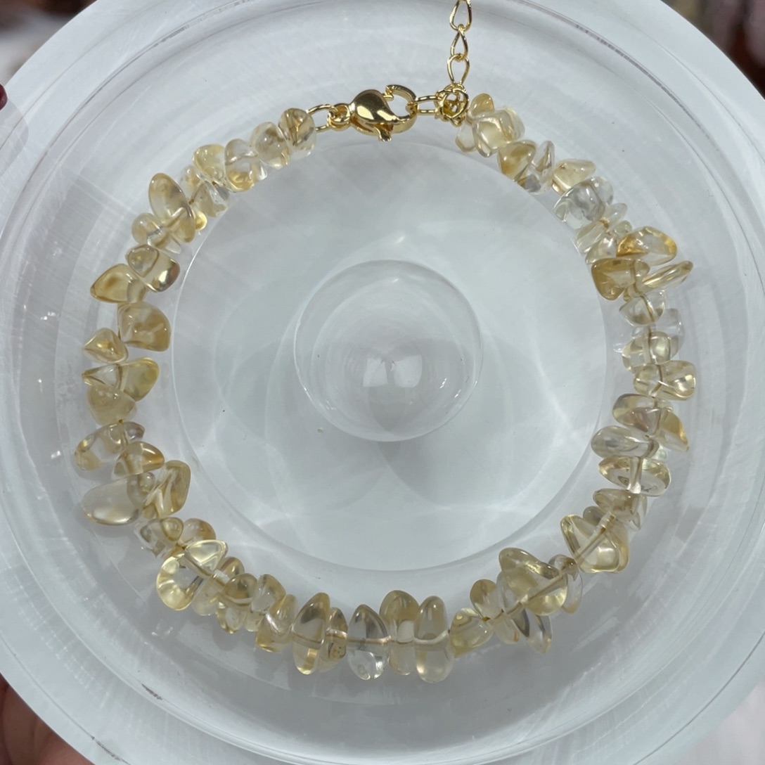 水晶手链钛钢003黄水晶碎石款