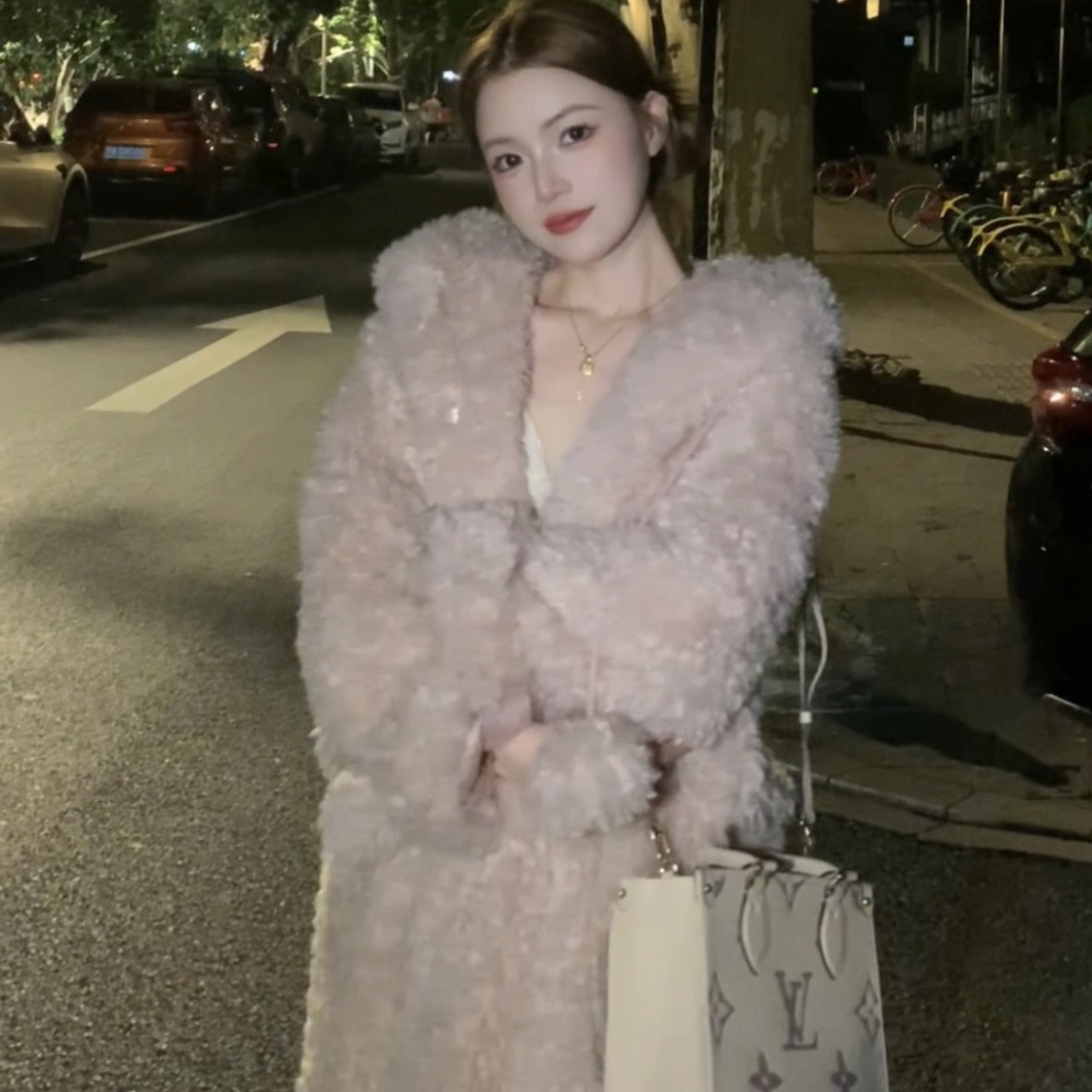 宽松型加绒加厚款长款外套秋冬中长款百搭女装