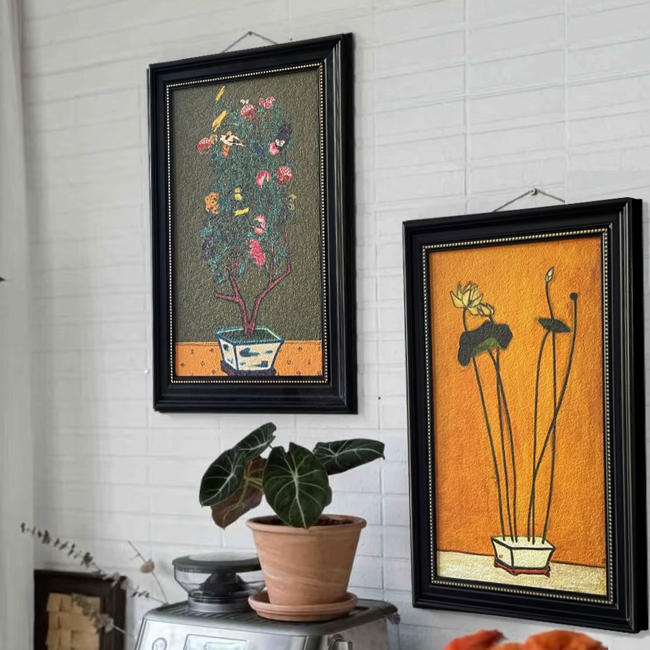 a55法式风花卉砂岩装饰画适合餐厅客厅玄关墙面装饰