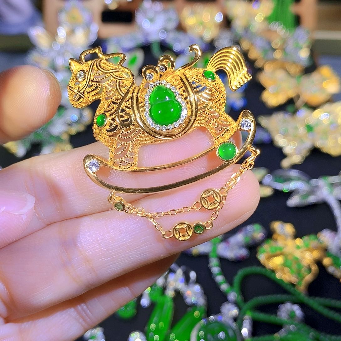 吊坠(不含链)银S925镶嵌翡翠