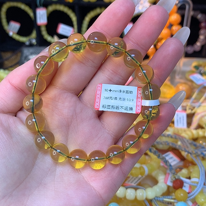 琥珀手链未镶嵌蜜蜡手串圆珠
