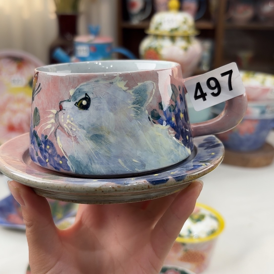 瓷片景德镇手绘高温釉下彩陶瓷茶具