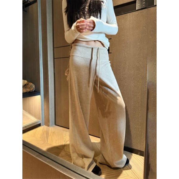 XiANJiE 2025秋冬韩系慵懒设计高级百搭针织休闲长裤