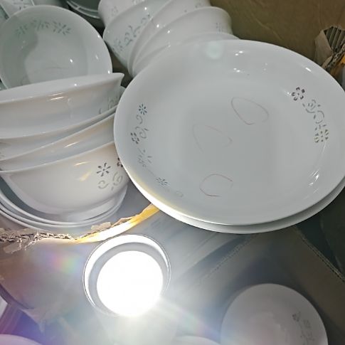 瓷玲珑七彩6寸面碗4个8寸盘2个微瑕疵