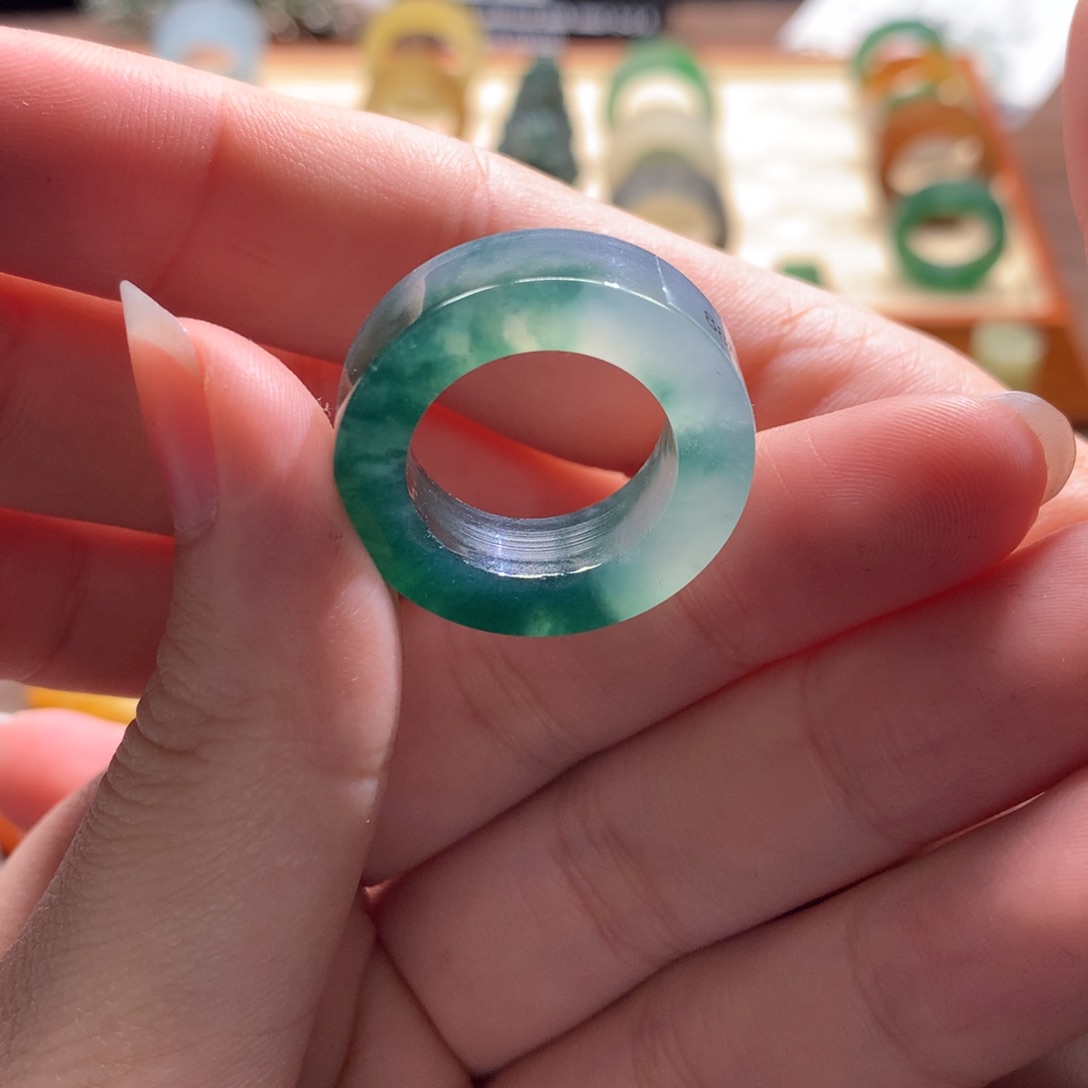 定制翡翠未镶嵌翡翠戒圈海蓝之谜 14-18