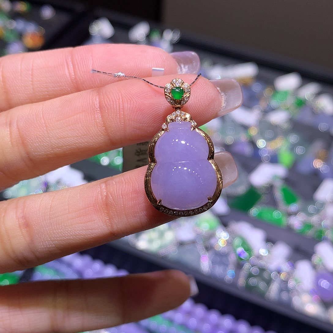 翡翠18K金镶嵌吊坠(不含链)