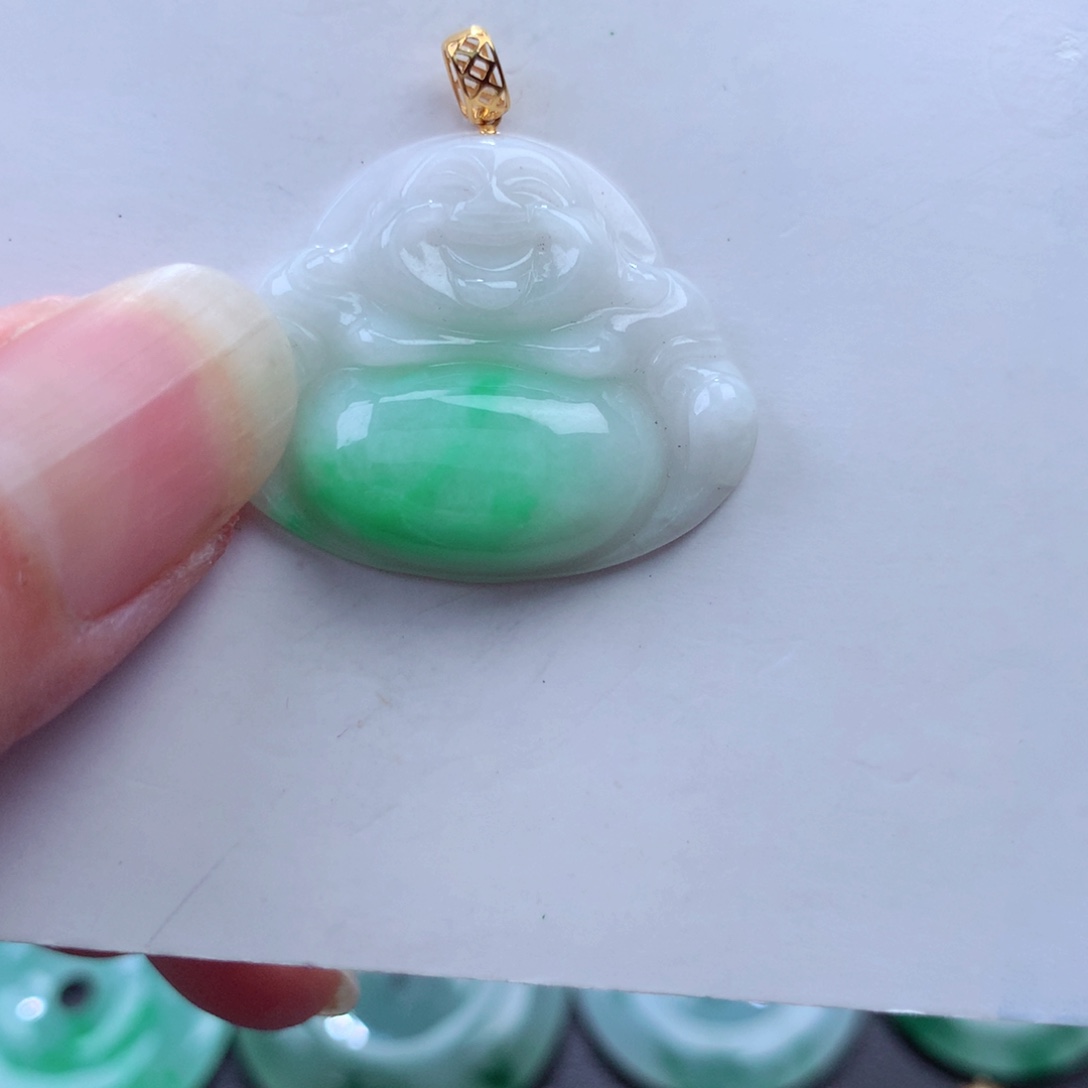 翡翠吊坠(不含链)18K金镶嵌