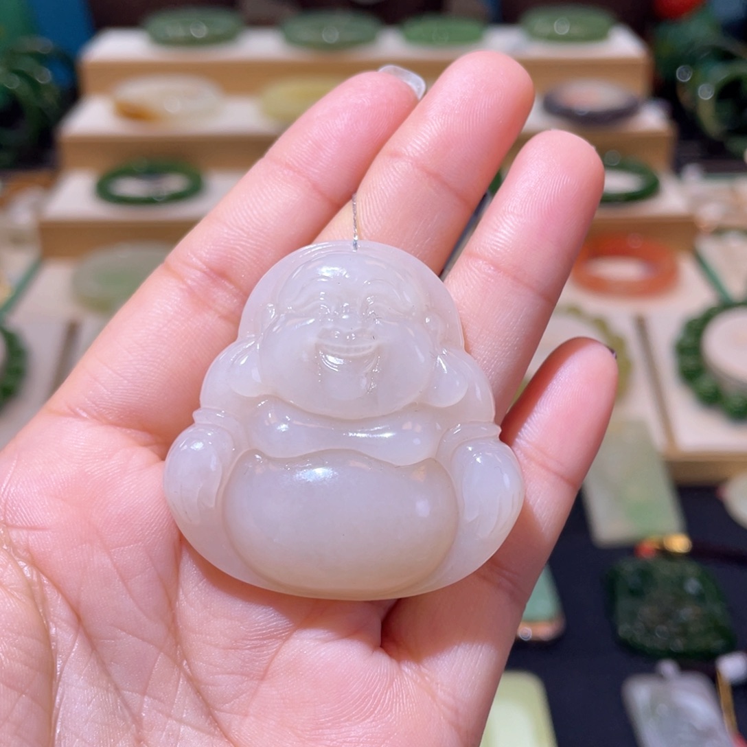 和田玉高品藕粉佛公未镶嵌