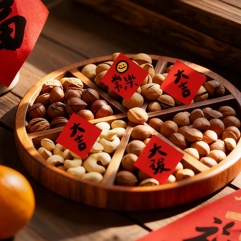 洋洋2026新年毛笔字手写标签贴纸装饰标签结婚喜庆红色不干胶祝福