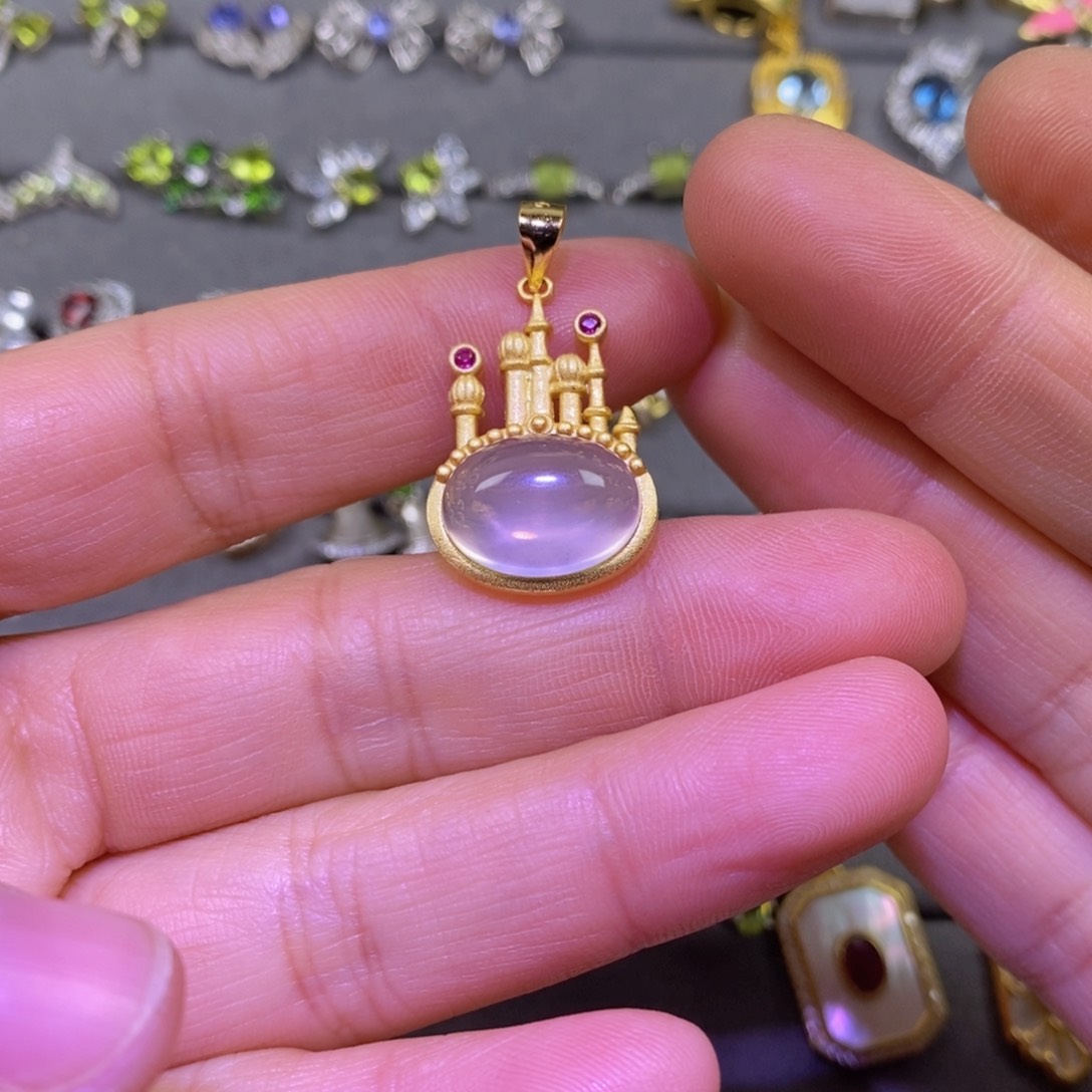 芙蓉石吊坠(不含链)银S925镶嵌