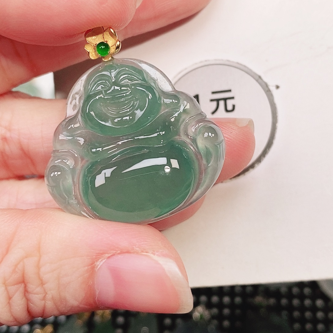 翡翠18K金镶嵌颈饰