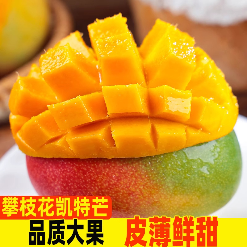 四川攀枝花正宗凯特芒果新鲜当季斤整箱水果现摘大青忙整箱包邮
